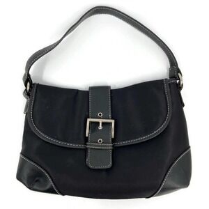 Victoria’s Secret Shoulder Handbag Faux Leather Buckle Detail Flap Closure Black